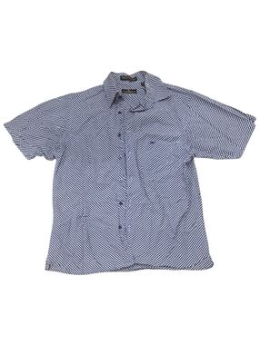 Andre Francois Men's Blue Checked Short-Sleeve Button-Up Cotton Shirt M